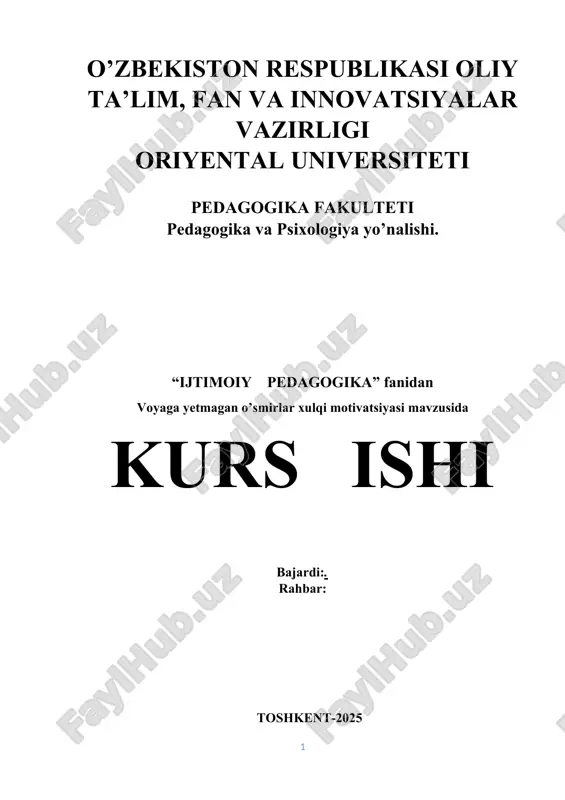 voyaga yetmagan o’smirlar xulqi motivatsiyasi — DOCX