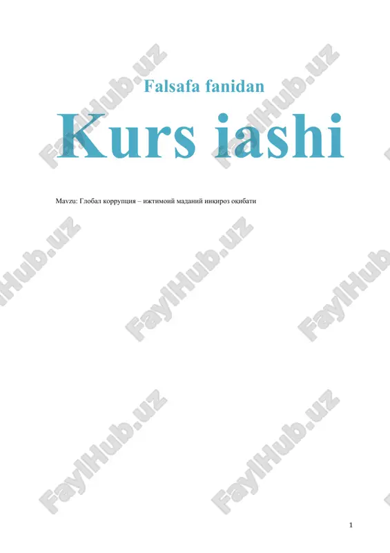 global korruptsiya – ijtimoiy madaniy inqiroz oqibati — DOCX