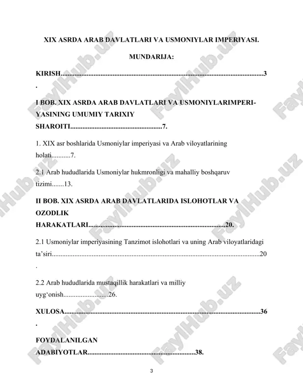 xix asrda arab davlatlari va usmoniylar imperiyasi — DOCX