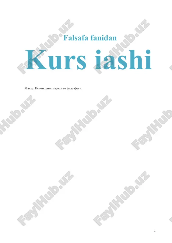islom dini tarixi va falsafasi — DOCX