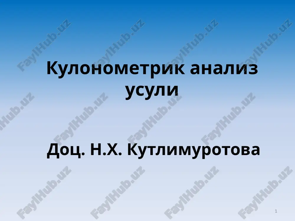kulonometrik analiz usuli — PPTX