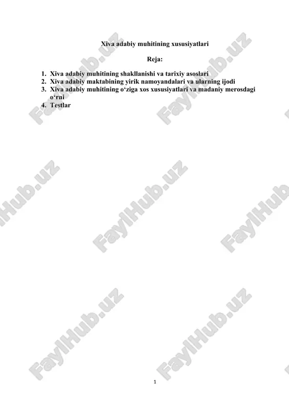 xiva adabiy muhitining xususiyatlari — DOCX