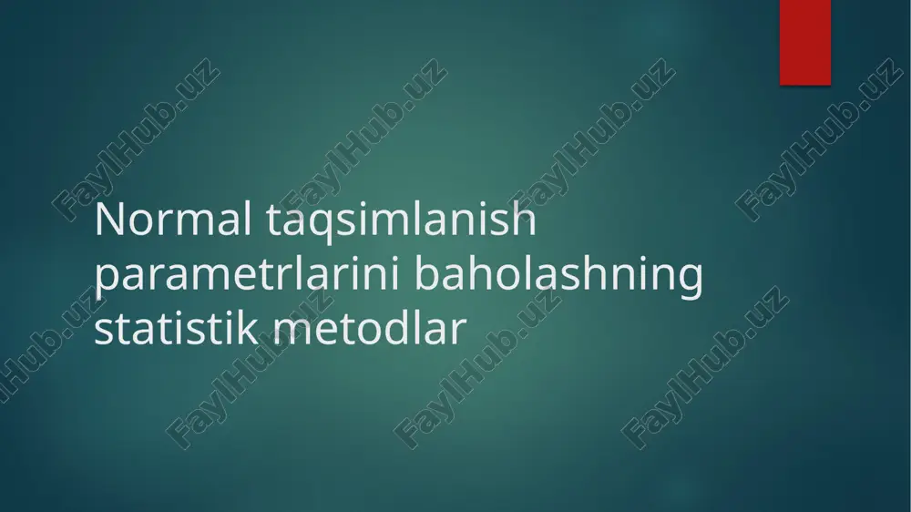 normal taqsimlanish parametrlarini baholashning statistik metodlar — PPTX