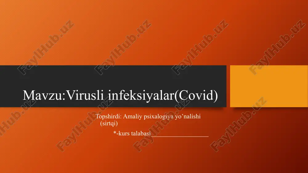 virusli infeksiyalar(covid — PPTX