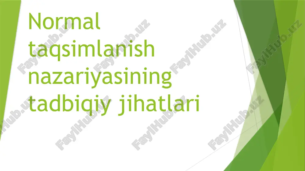 normal taqsimlanish nazariyasi — PPTX