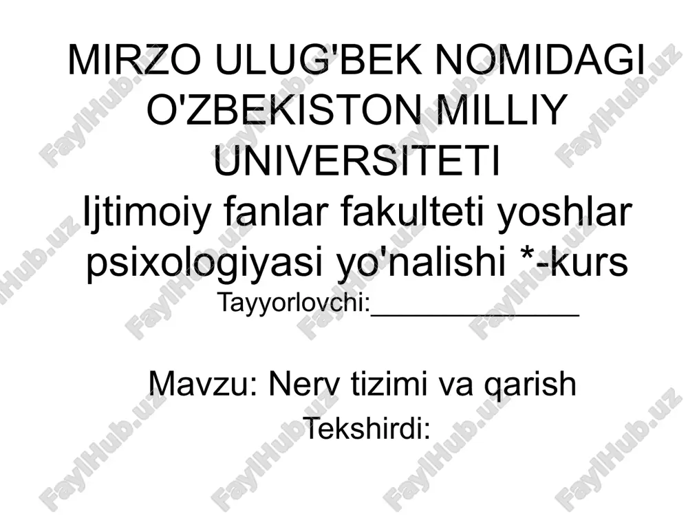 nerv tizimi va qarish tekshirdi — PPTX