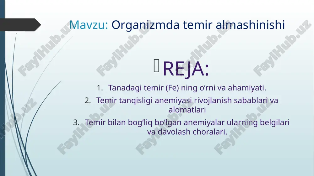 organizmda temir almashinishi — PPTX