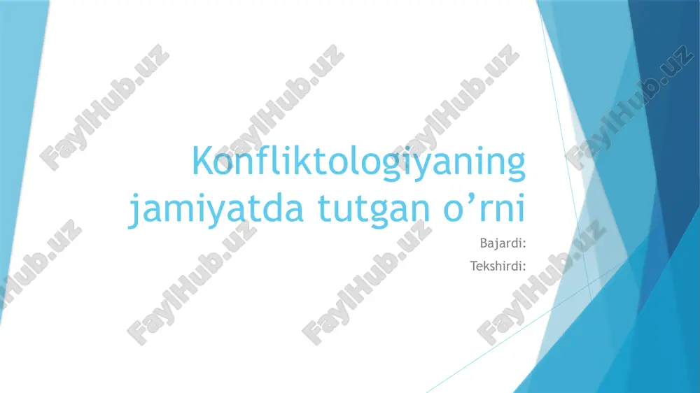 konfliktologiyaning jamiyatda tutgan o’rni — PPTX