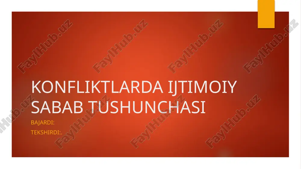 konfliktlarda ijtimoiy sabab tushunchasi — PPTX