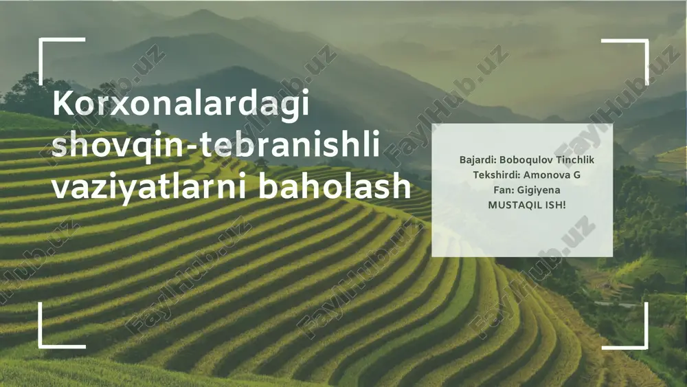 korxonalardagi shovqin-tebranishli vaziyatlarni baholash — PPTX