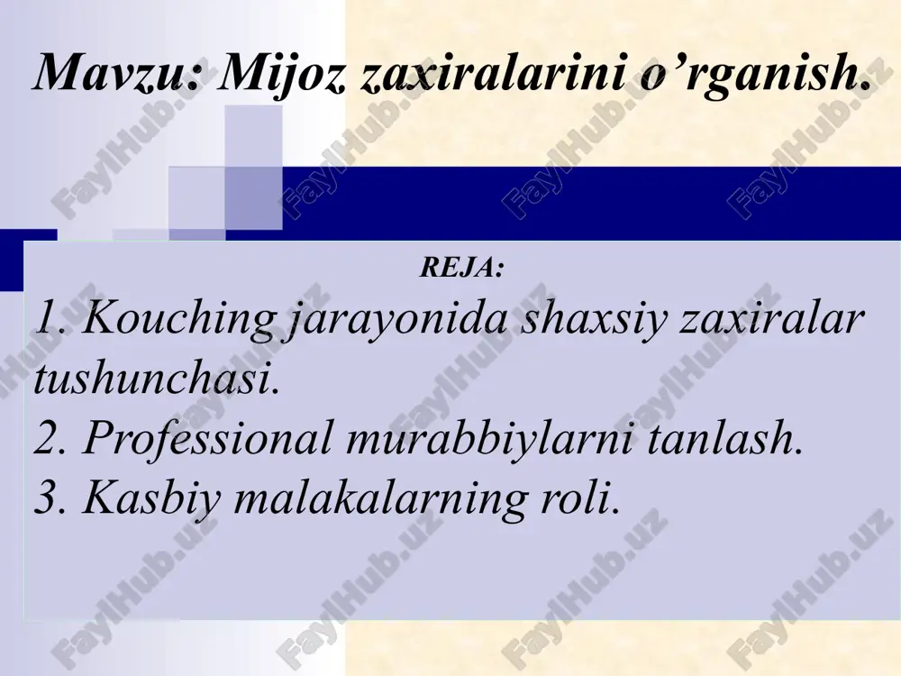 mijoz zaxiralarini o’rganish — PPTX