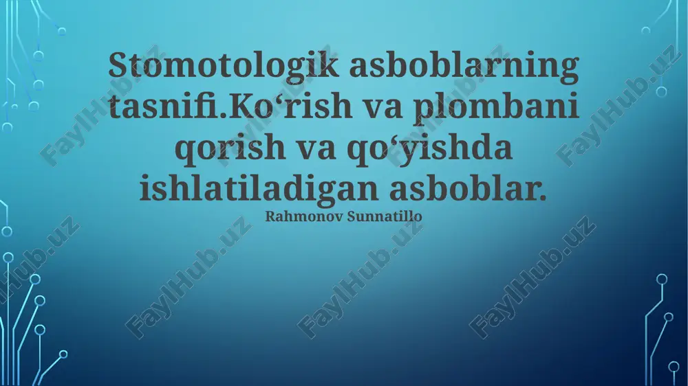stomotologik asboblarning tasnifi — PPTX