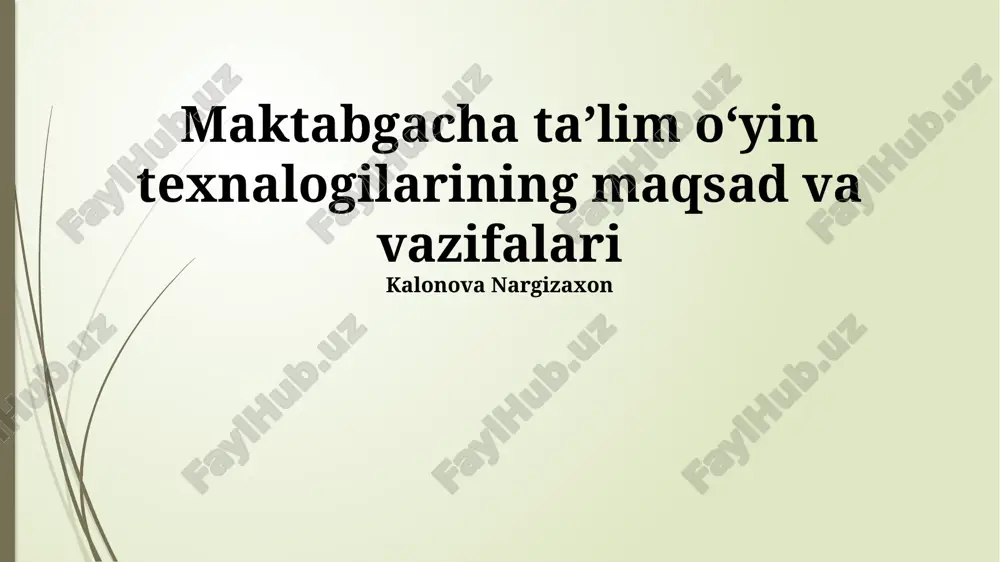 maktabgacha ta'lim o'yin texnologilari — PPTX