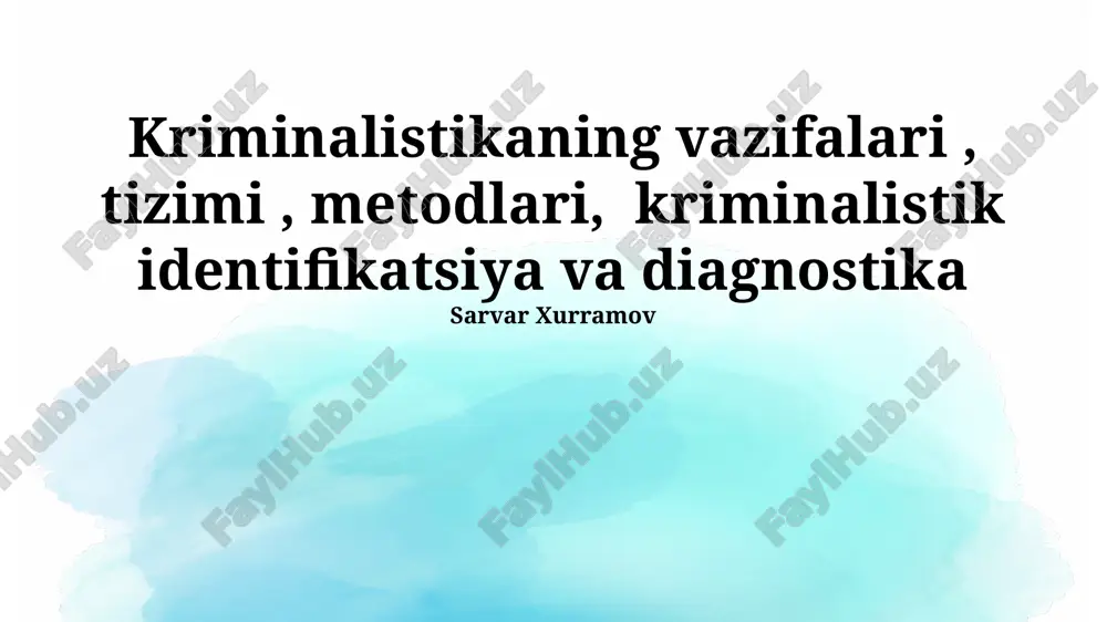 kriminalistika va jinoyatchilik — PPTX