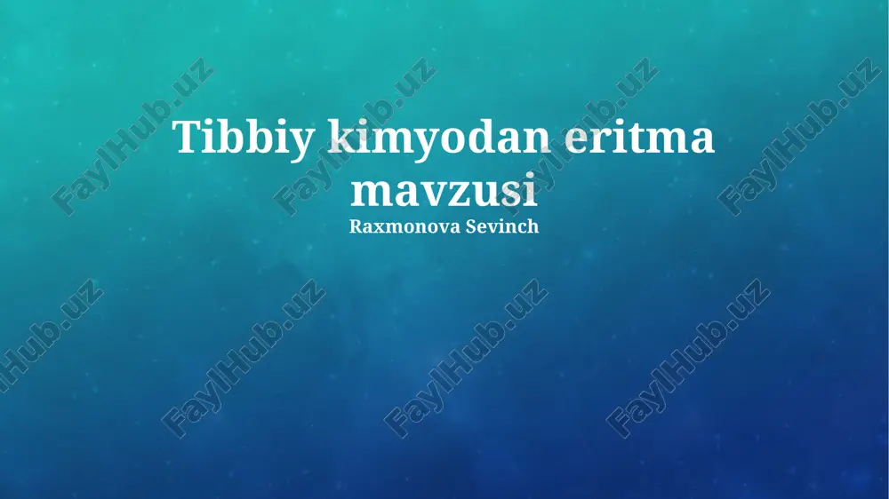 tibbiy kimyodan eritma mavzusi — PPTX