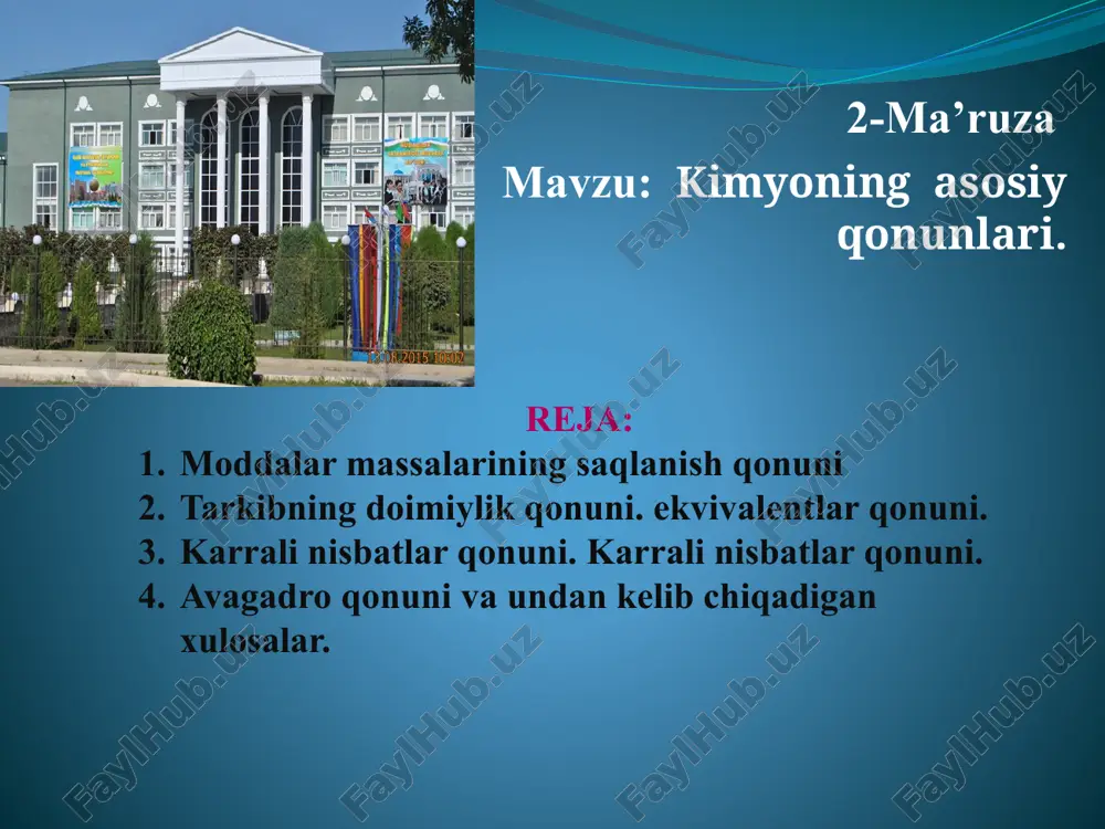kimyoning asosiy qonunlari — PPTX