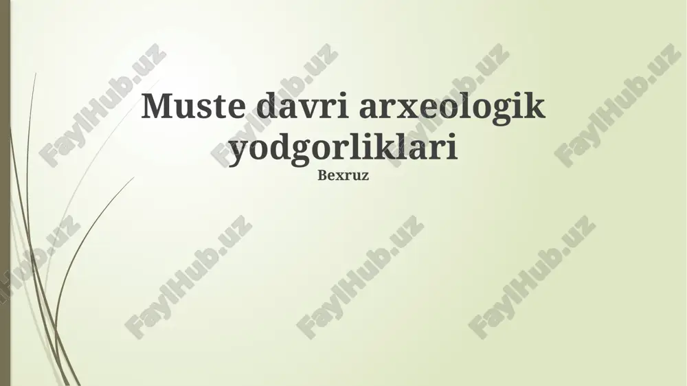 muste davri arxeologik yodgorliklari — PPTX