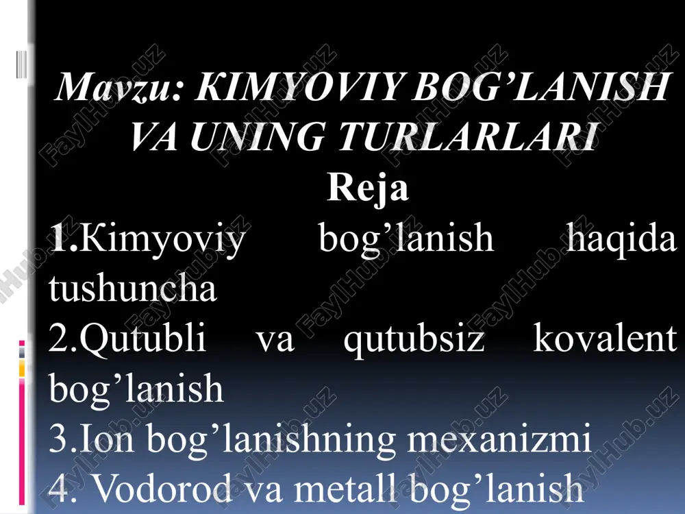 kimyo bo'limiga oid darslik — PPTX