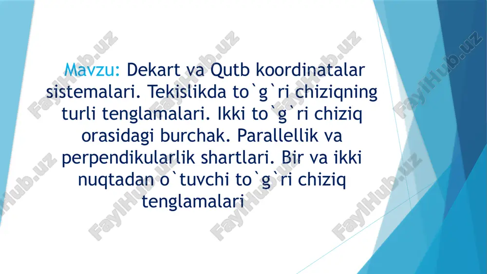 dekart va qutb koordinata sistemalari — PPTX
