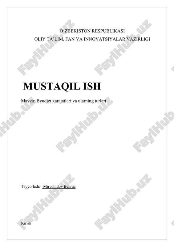 byudjet xarajatlari va ularning turlari — DOCX