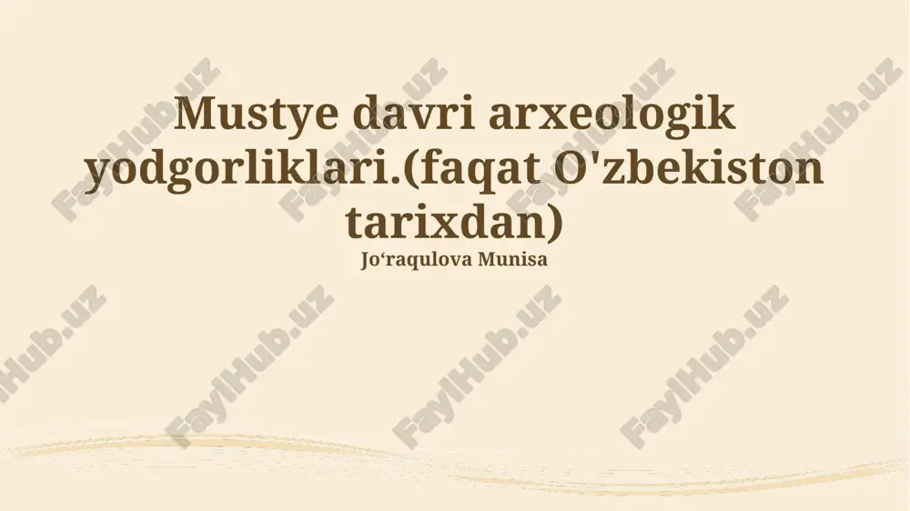 mustye davri arxeologik yodgorliklari — PPTX