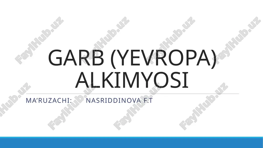 garb (yevropa) alkimyosi — PPTX