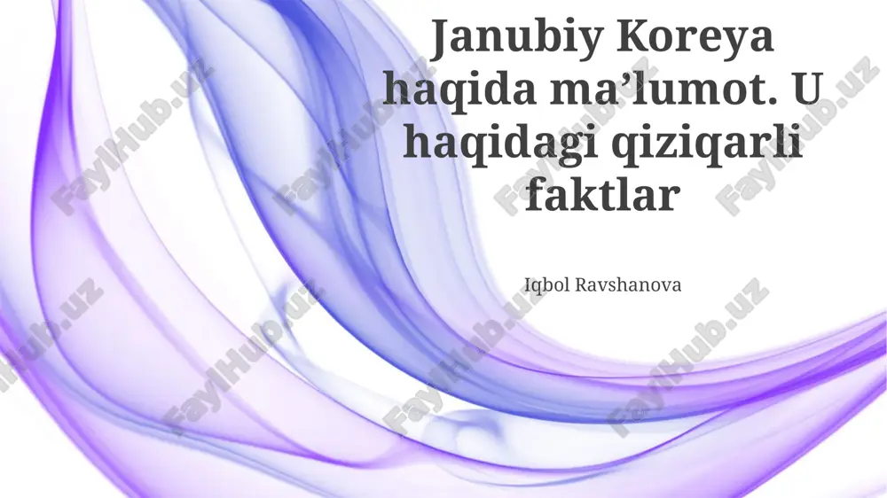 janubiy koreya haqida ma’lumot — PPTX