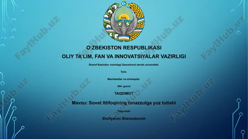 tanazzulga yuz tutgan sovet ittifoqi tarixi — PPTX