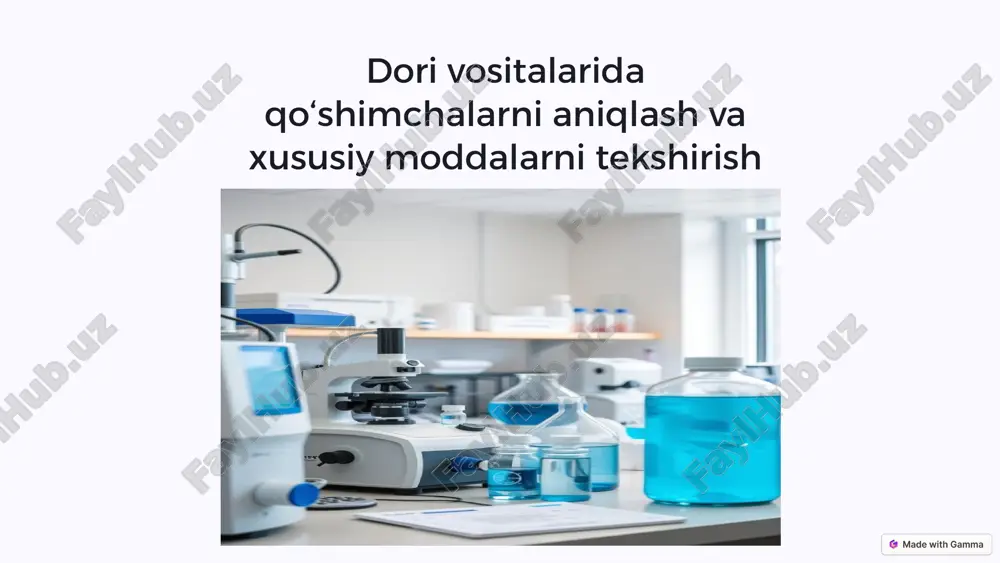 qo‘shimchalarni aniqlash va moddalarni tekshirish — PPTX