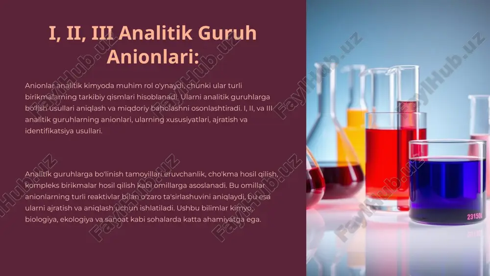 i, ii, iii analitik guruhanionlari — PPTX