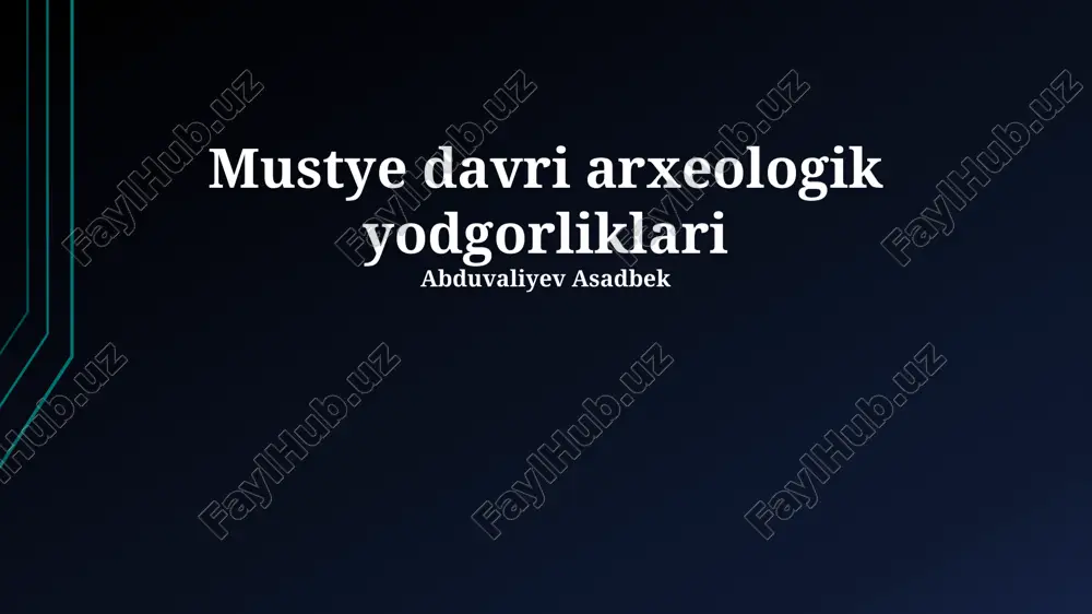 mustye davri arxeologik yodgorliklari — PPTX