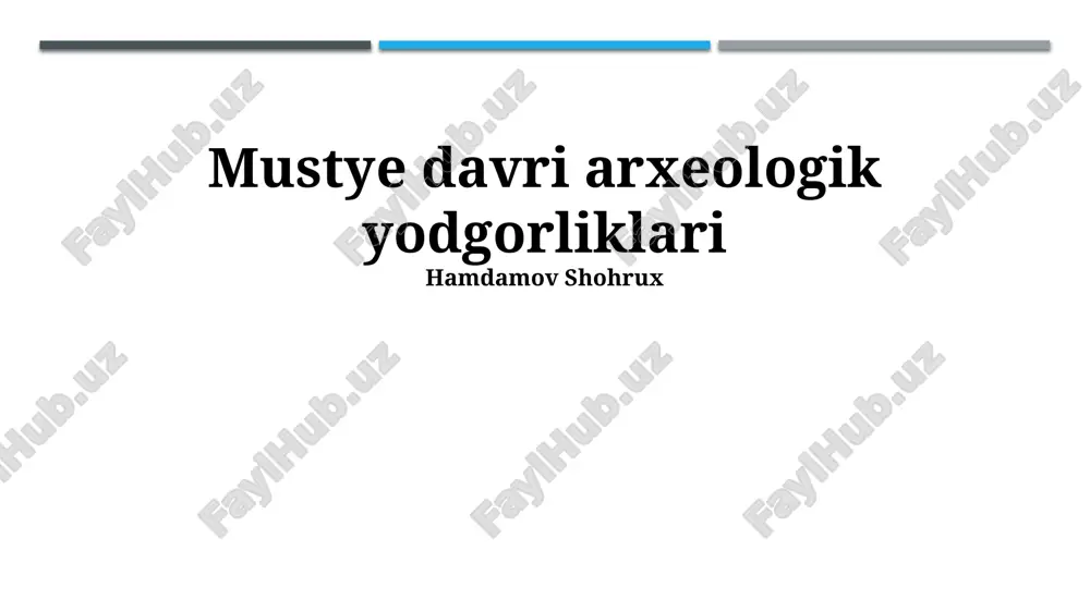 mustye davri arxeologik yodgorliklari — PPTX
