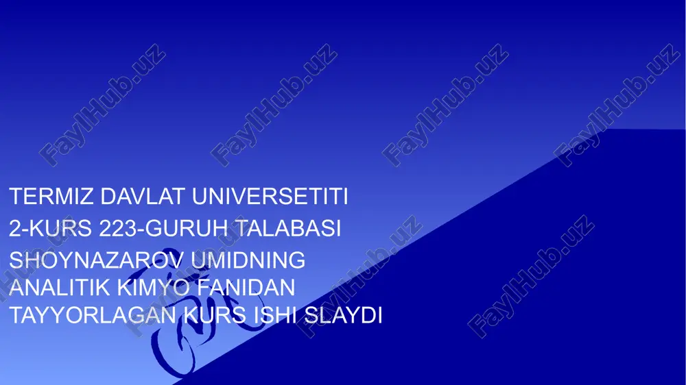 ion almashinish xromatografiyasi kurs ishi slaydi — PPTX