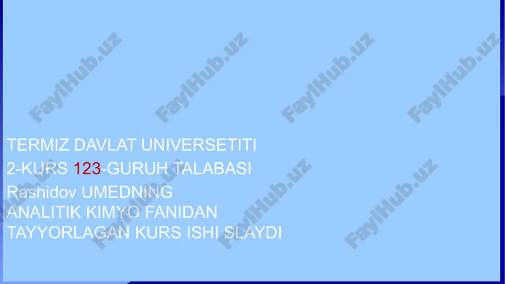 analitik kimyo fanidan tayyorlagan kurs ishi slaydi — PPTX