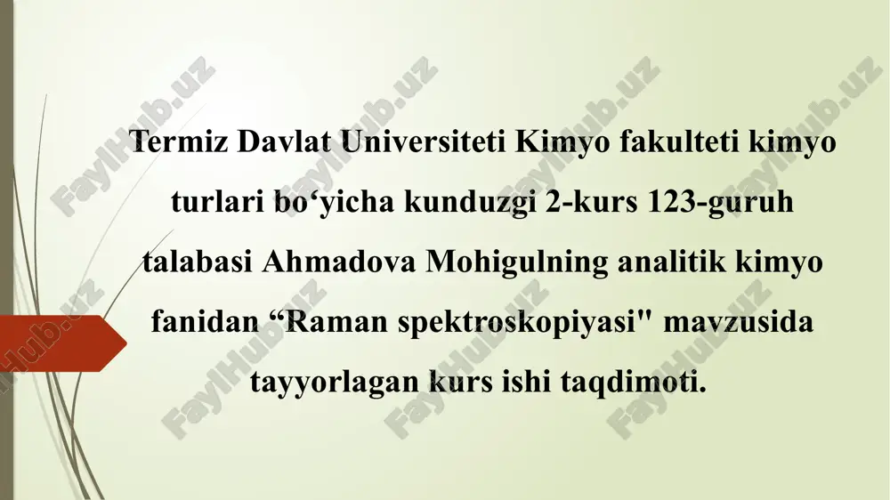 ramanspektroskopiyasi kurs ishi taqdimoti — PPTX