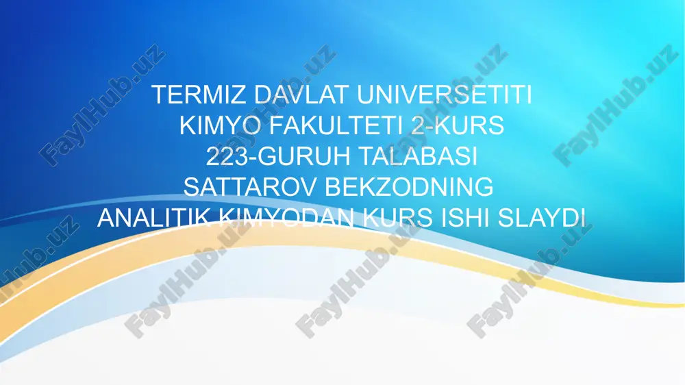 fe(iii) ionini sulfasolitsil bilan spektrofotometrik usulda aniqlash — PPTX
