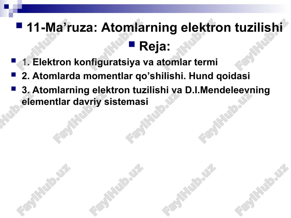 atomlarning elektron tuzilishi — PPT