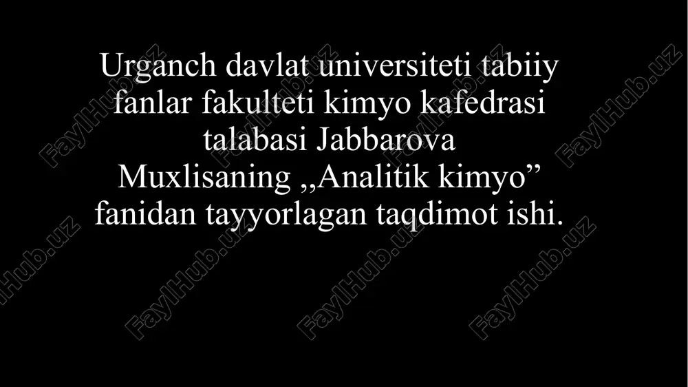 fotometrik usulda zaharli metallarni aniqlash — PPTX