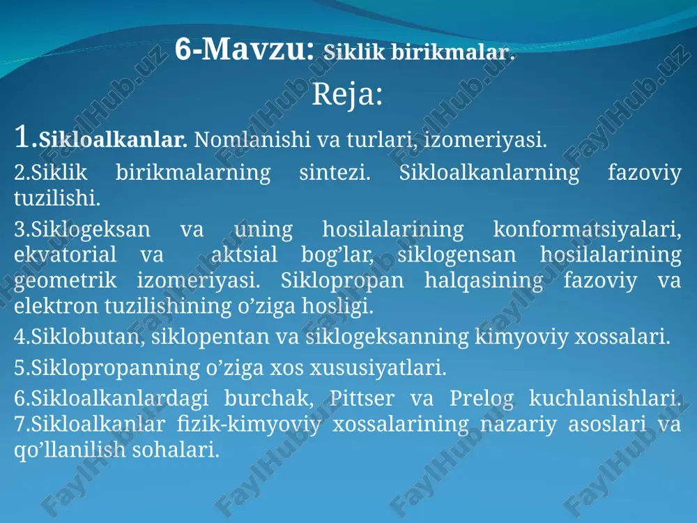 siklik birikmalar — PPT