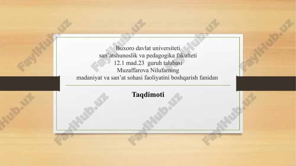 madaniyat va san'at terminlarining mohiyati — PPTX