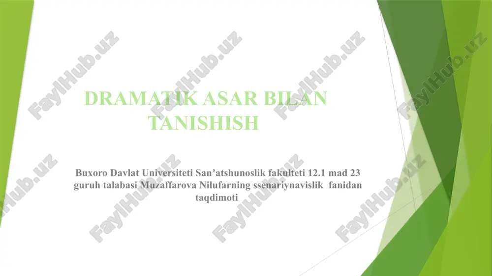 dramatik asar haqida taqdimot — PPTX