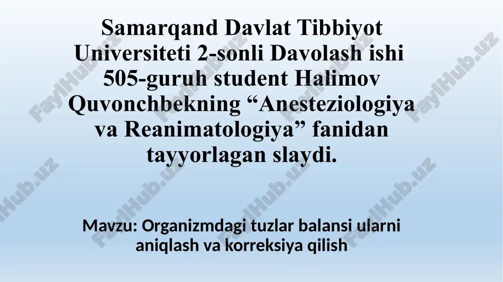 samarqand davlat tibbiyot universiteti 2-sonli davolashishi 505-guruh talabasi — PPTX