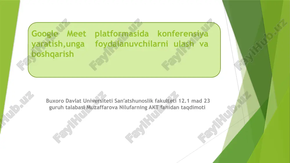google meet platformasi — PPTX