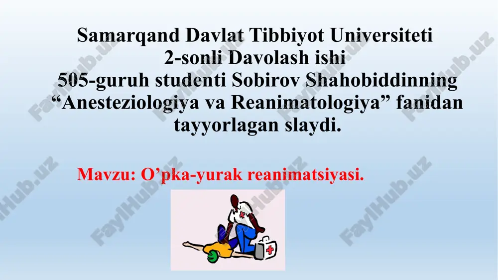 oʻpka yurak reanimatsiyasi — PPTX
