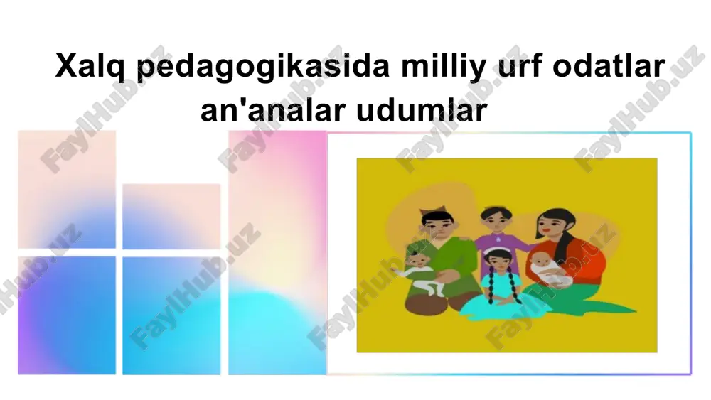 xalq pedagogikasida milliy urf odatlar an'analar udumlar — PPTX
