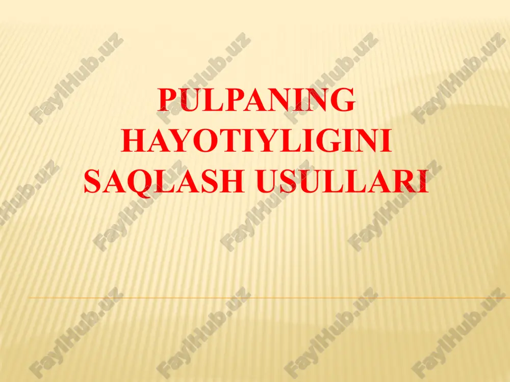 pulpaning hayotiyligini saqlash usullari — PPTX