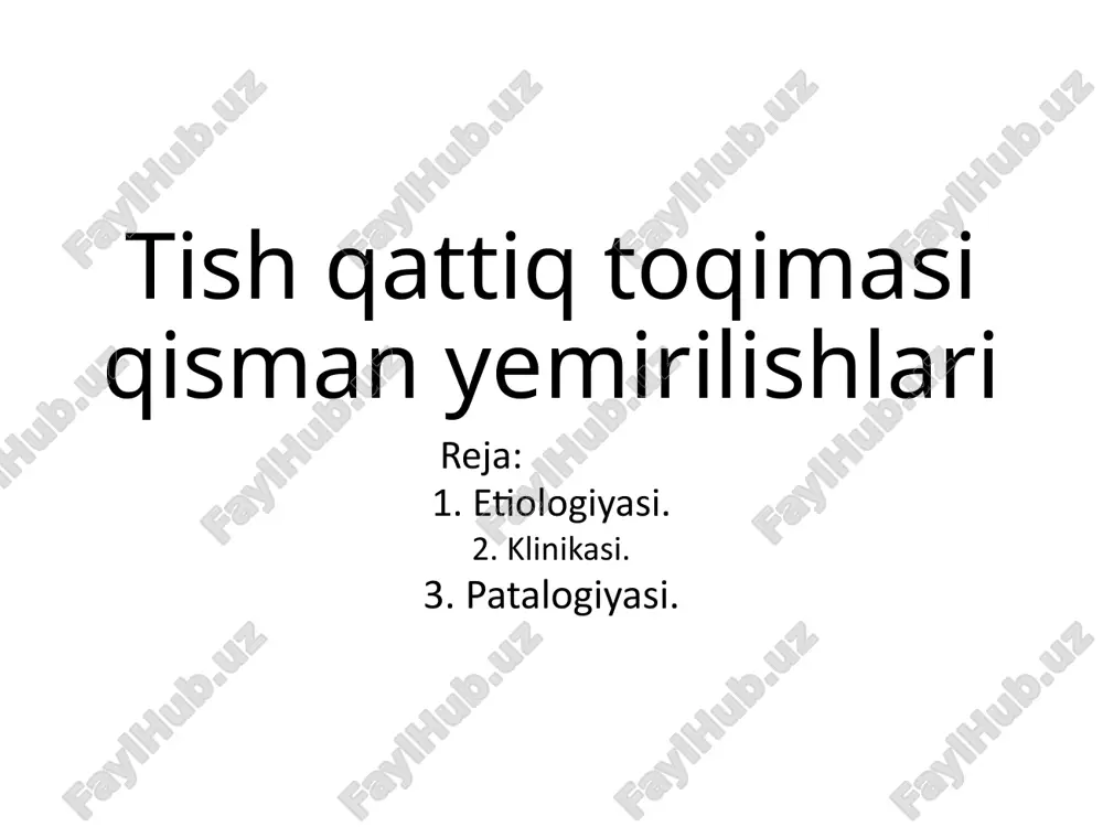 tishqattiq toqimasi yemirilishlari — PPTX