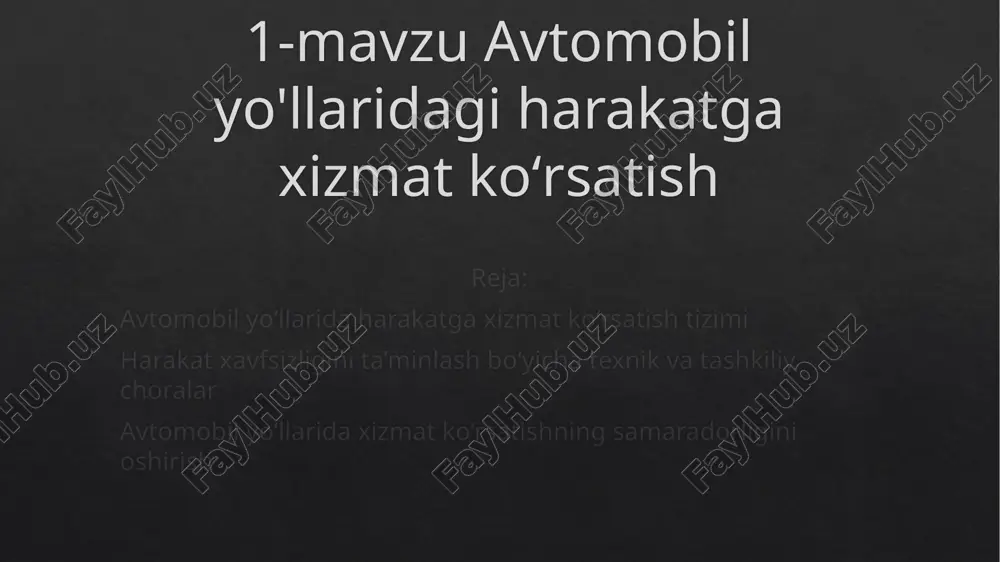 harakatga xizmat ko'rsatish texnikasi — PPTX