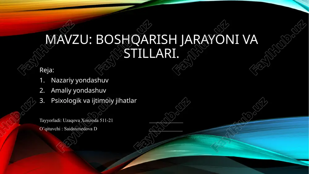 boshqarish jarayoni va stillari — PPTX