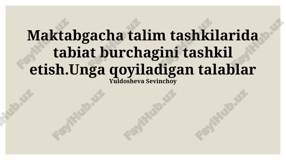 tabiat burchagini tashkil etish — PPTX